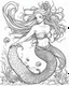 Placeholder: A real simple l mermaid, coloring image,