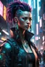 Placeholder: Realizza una dettagliata e ad alta risoluzione rappresentazione di un personaggio cyberpunk semi-realistico immerso in un contesto urbano, integrando senza soluzione di continuità la tecnologia avanzata con un ambiente grintoso. Immagina un protagonista che si muove attraverso le strade affollate, adornato di miglioramenti cibernetici che potenziano le sue capacità fisiche.