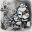 Placeholder: Santa Claus coming down a chimney surprisng the kids in the living room by Thomas Nast detailed