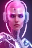 Placeholder: cyberpunk, head, women, portrai, tron, cyborg, robot, cyborg, pink hair, seven , perfekt, real, dream