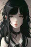 Placeholder: anime, girl, black hair, pale skin