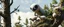 Placeholder: close up on member of giant polar alien sloth gremlin sheep flock climbing trees