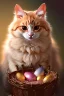 Placeholder: am easter cat holding a basket of jewels and gems. His fur is realistic. The background is a romantic carpet bokeh digital painting extremely detailed studio lighting crisp quality and light reflections 8k cinematic lighting portrait photorealistic ultra detailed cinematic postprocessing focused