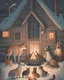 Placeholder: A heartwarming scene of a family of various animal species gathered around a warm fire in a cozy, snow-covered cabin, in the style of folk art, charming simplicity, earthy colors, and rustic textures, 10K resolution, inspired by the works of Grandma Moses and Edward Hicks, celebrating the warmth of togetherness during cold winter nights.