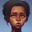 Placeholder: Portrait of a beautiful dark skinned little girl warlock with dark curly hair by Jim Kay