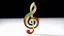 Placeholder: Attractive musical sculpture based on the treble clef symbol, enamel paint multicoloured, amazing detail, beautiful composition, award-winning photograph, astonishing realism, 28mm lens, adjust perspective