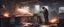 Placeholder: engineer welding a weapon inside a workshop, post-apocalyptic, concept art