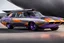 Placeholder: a military fighter jet station wagon hybrid silver and black and orange and purple paint job metallic