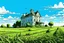 Placeholder: Disused, Victorian Manor House, Blue Sky, Over-Grown Fields, Vector Art