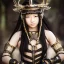 Placeholder: beautiful young asian queen with black leather studded armor, delicate black braided hair, glass eyes, highly detailed, 8k, ambient light