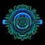 Placeholder: cyberpunk retro futuristic police symbol for comics