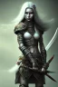 Placeholder: lady warrior with white top and black eyes and flower