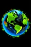 Placeholder: Could you please create a caligram of the Earth with the continents clearly visible, incorporating the fourth sentence: 'On Earth Day and every day, let's strive for a greener, cleaner world.'? Please adjust the text to fit the specified shape, and use vibrant colors with a legible font. Additionally, could you set it against a black background for contrast?