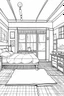 Placeholder: Outline art, simpl House interior design, bedroom, cartoon style, thick lines, low details, --ar 9:11