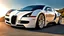 Placeholder: A sleek white shiny (((BMW Veyron))), its contours and details perfectly captured in a (((cinematic view))), zipping along a winding road under a beautiful blue sky