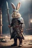 Placeholder: portrait of fast historic strong viking rabbit with horned viking helmet & boots holding ornate viking sword in fallout 4 setting, bokeh, downlight, prize winning, depth of field, in the style of ivo caprino