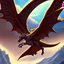 Placeholder: image framed with a thin border of celtic designs, story book cover format, A winged celestial dragon in flight above a forested mountain, against a background of brilliantly glittering stars, hd 4k, fine sharp detail