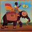 Placeholder: african god riding an indian elephant painting