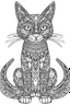 Placeholder: A simple minimalist coloring book mandala page drawing with thick black lines on a white background with no part of the image reaching to the edges of the page. Full length body of a kitten with no tail of the cat breed BORNEO BAY CAT. No shading. No gray. No shadows. No color. This coloring book page would appeal to children aged sixteen through adults and have clean lines for a design that is easy to color. Style raw. Aspect ratio 9:11