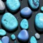 Placeholder: Blue raindrops on a rock, close up view, photo quality, stone marble, ultra realistic