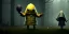 Placeholder: dark, sharp, 4k, little nightmares, video game, scary, yellow raincoat, maw,