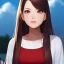 Placeholder: red long haired woman, casual clotting, realistic, HD4k, watery cloud background, close up shot,