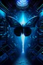 Placeholder: A Morpho butterfly in a cyber maze moving towards earth
