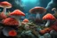 Placeholder: photorealistic exotic flora and fauna, mushrooms and coral in the multiverse