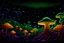 Placeholder: saturated black light colors. millions (googles) of distorted strange dots art detailed mystical trippy ultra saturated neon detailed look into an old wise gnome holding mushrooms next to a fire in the glowing mushroom forest, but a hallway of mushrooms. (Retro Art Nouveau). Art deco mushroom border. DMT like entities. aliens and mythical creatures melting faces. white swirls in the blank space creating an illusion for your mind tripping balls. perspective heavy depth!!