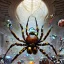 Placeholder: giant spider chasing crowded people under the subway, peter mohrbacher, donato giancola