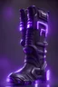 Placeholder: Very detailed, realistic, futuristic video game cyber boots. Light in weight. Dark purple and black, with light purple lights. And a logo the letters P, L, A, Y, R, in that order. Make it look as authentic and as high res as possible.