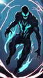 Placeholder: Mix between venom symbiote and Reaper in solo leveling shadow style with neon glowing blue