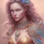 Placeholder: fantasy magic, intricate, sharp focus, illustration, highly detailed, digital painting, concept art, artgerm and paul lewin and kehinde wiley, masterpiece sexy lips with a smile Celtic lady body flowers lady outer space pretty, pink blue