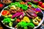 Placeholder: The picture shows a tasty and tempting dish containing a variety of delicious foods. The foods include slices of perfectly grilled meat and crispy fresh vegetables pulsating with colors and flavors.