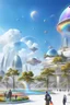 Placeholder: ville futuriste ultra moderne, ufos, rainbows,intergalactic city