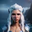 Placeholder: [Sea Elf] [Maormer] Hero Queen with [white hair] and [blue skin] on a ship with crew [fantasy] [realism] [Elder scrolls]