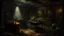 Placeholder: A chilling oil painting with intricate brush strokes and dark colors, depicting an eerie room filled with ancient artifacts and mysterious symbols. The shadows seem to move, hinting at a hidden presence lurking in the corners., A sense of dread and unease permeates the scene, as if something sinister is about to be revealed., A haunting atmosphere that evokes a sense of impending doom and eldritch horror