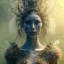 Placeholder: Portrait of beautiful girl, face dept of field,face shining, plant, metal, feathers,central weight average, CWA Dryad, fae, sidhe, ominous, nature, plants, wildflower sparkle,wildflower 3d view, facepaint, dnd character portrait, intricate, oil on canvas, masterpiece, expert, insanely detailed, 4k resolution, retroanime style, cute big circular reflective eyes, cinematic smooth, intricate detail , soft smooth lighting, soft pastel colors, painted Renaissance style,sharp fucus, bokeh,macro lens,