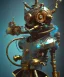 Placeholder: evil mechanical person with a steampunk theme, realistic