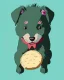 Placeholder: cute puppy eating cheese, art deco, romanticism, watercolor, visual novel, cheerful, furry, sleepy, rembrandt lighting, colorful lighting, blue, teal, aqua, red, purple, yellow, black, detailed, masterpiece