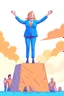 Placeholder: a victorious woman standing on top of trump's defeated body