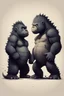 Placeholder: Little cute godzilla and king kong, pixar style