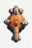 Placeholder: a minimalist cellular orange mining spaceship for a top down view, 2D, asset shooter, video game , pixel art, white background