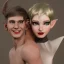 Placeholder: male human and female elf, elf portrait, portrair, elf head, elf face, big eyes, smile, red lipstick and black eyliner, fantasy, happy, 8k resolution, high-quality, fine-detail, fantasy, incredibly detailed, ultra high resolution, 8k, complex 3d render, cinema 4d