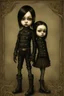 Placeholder: young goth girl and boy, dressed in gothpunk clothing and boots, sign reads "GOTHFEST", by naoto hattori