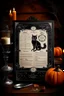 Placeholder: vintage cafe menu, Halloween, black cat