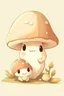 Placeholder: Cute mushroom, soft colors, one baby mushroom and mama mushroom