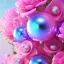 Placeholder: floral arch pink and blue, sparkle, luminous, iridescent background, finely tuned detail, ultra high definition, ultra sharp focus, unreal engine 5, extremely sharp detail, colorful