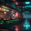 Placeholder: a coffeehouse in Blade Runner futuristic retrowave colors hq 4k hazy booths photorealistic crowded