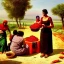 Placeholder: the lady giving a jar of ajvar to gypsies, modern setting